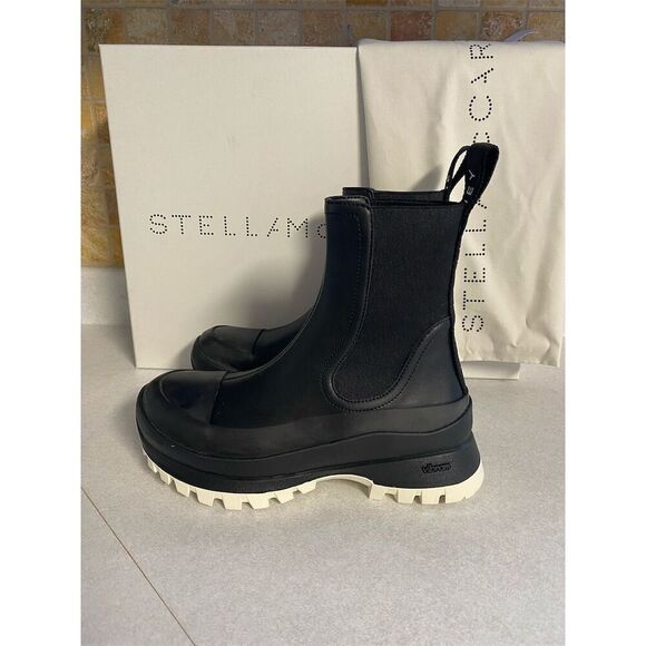 Stella McCartney Women's Trace Black Chelsea Chunky Ankle Boots‎ 35/5 - Picture 4 of 7